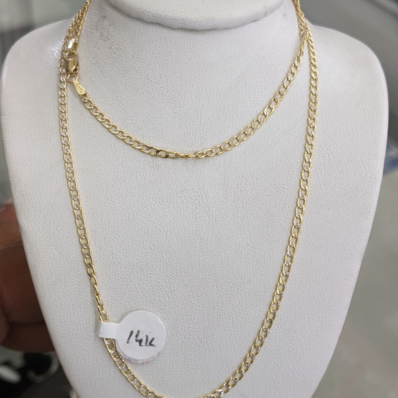 14kt Real Gold Cuban Diamond Cut Chain 2.5mm 22 inch